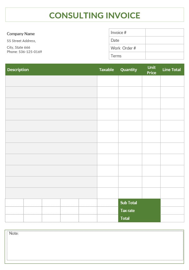 Blank Consulting Invoice Template PSD template